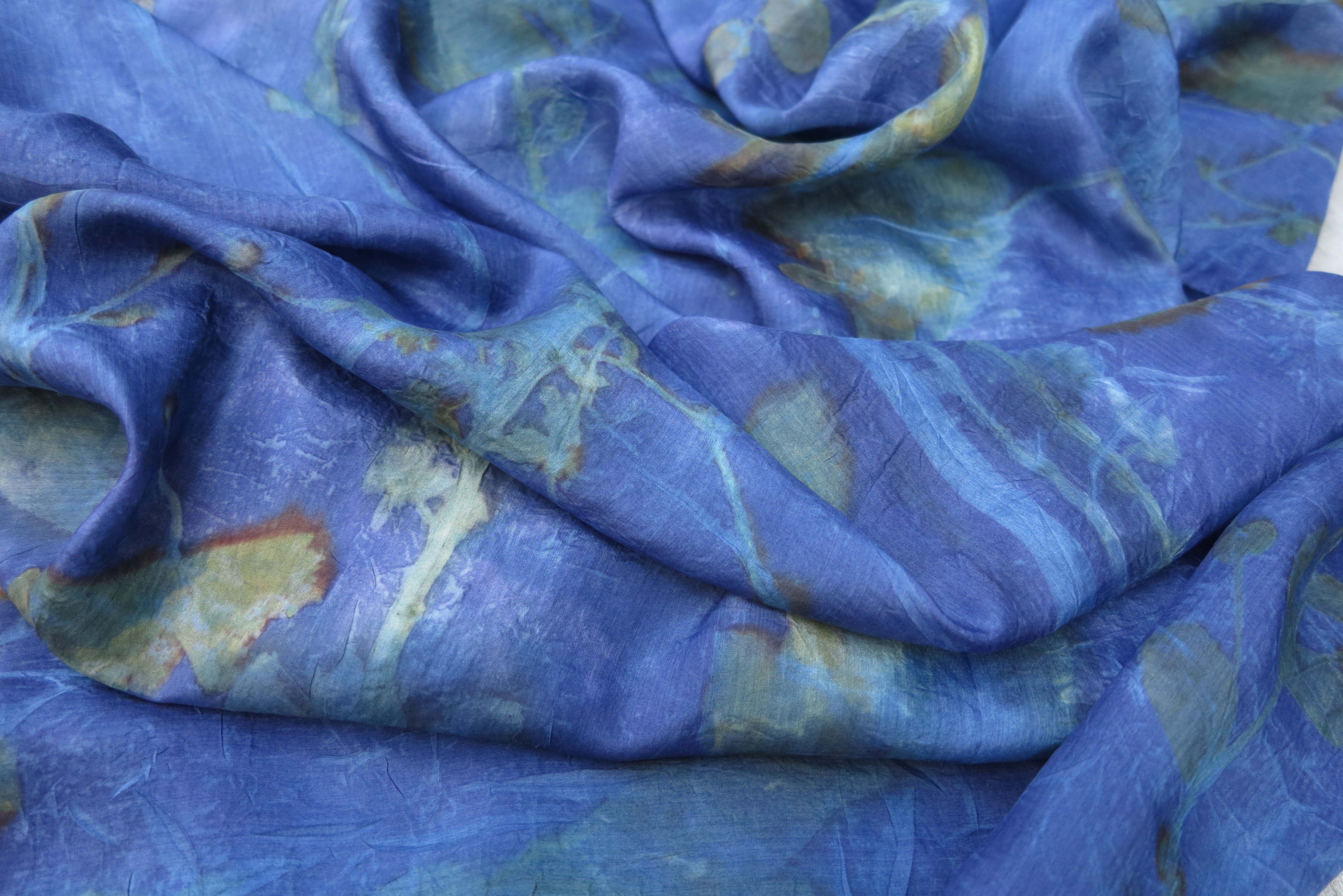 sjaal indigo bladeren blauwhoutdeken